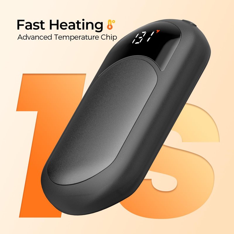 Hotdot Rechargeable Hand Warmers Box, LED Display Real-Time Battery and Temperature, 4 Pack Portable Electric Hand Warmer, Men Women Gifts for Christmas, Hunting, Camping
