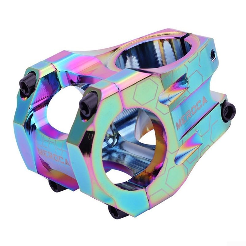 CNC Bicycle Handlebar Stem 35mm Short Mountain Bike Stem 31.8mm Aluminum Alloy for DH AM for Enduro Lightweight Hollow Design Easy Install(colorful)