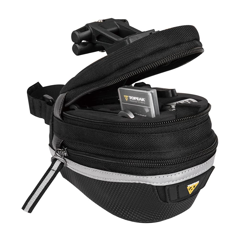 Topeak Survival Tool Wedge Pack II – 13-Function Integrated Tool Kit, Expandable 1000D Nylon Saddle Bag with QuickClick Mount