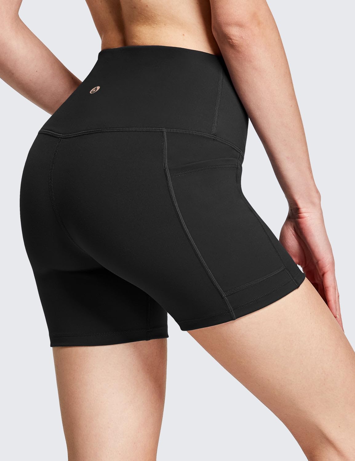 baleaf Biker Shorts Women Yoga Gym Workout Spandex Running Volleyball Tummy Control Compression with Pockets Soft 5" Black S