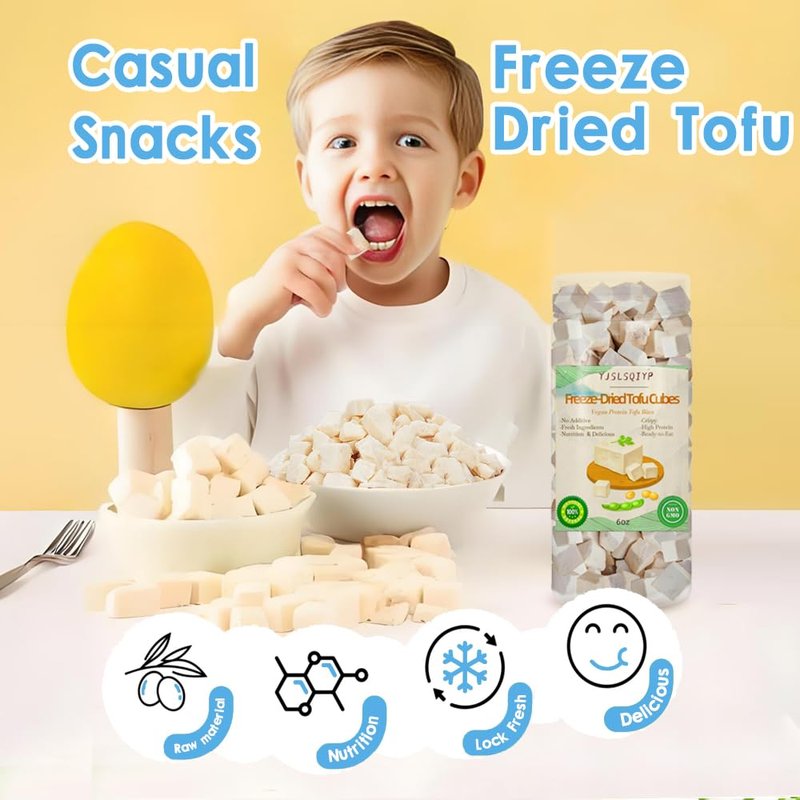 Freeze Dried Tofu Cubes, High Protein, Keto-Friendly, Vegan Meat Alternative, 6 oz