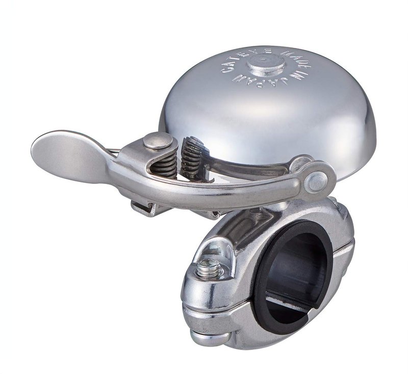 CATEYE OH-2300A Hibiki Bell – Classic Style Brass Bike Bell with Aluminum Bolt-on Design, Fits 22.2 mm or 25.4 mm Handlebars, Road, Hybrid, Touring Style Bicycles (Polished Silver)