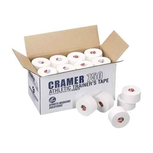 Cramer Team Color Athletic Tape, White, For Ankle, Wrist, and Injury Taping, Helps Protect and Prevent Injuries, Promotes Faster Healing, Athletic Training First Aid Supplies, 1.5", Bulk 32 Roll Case