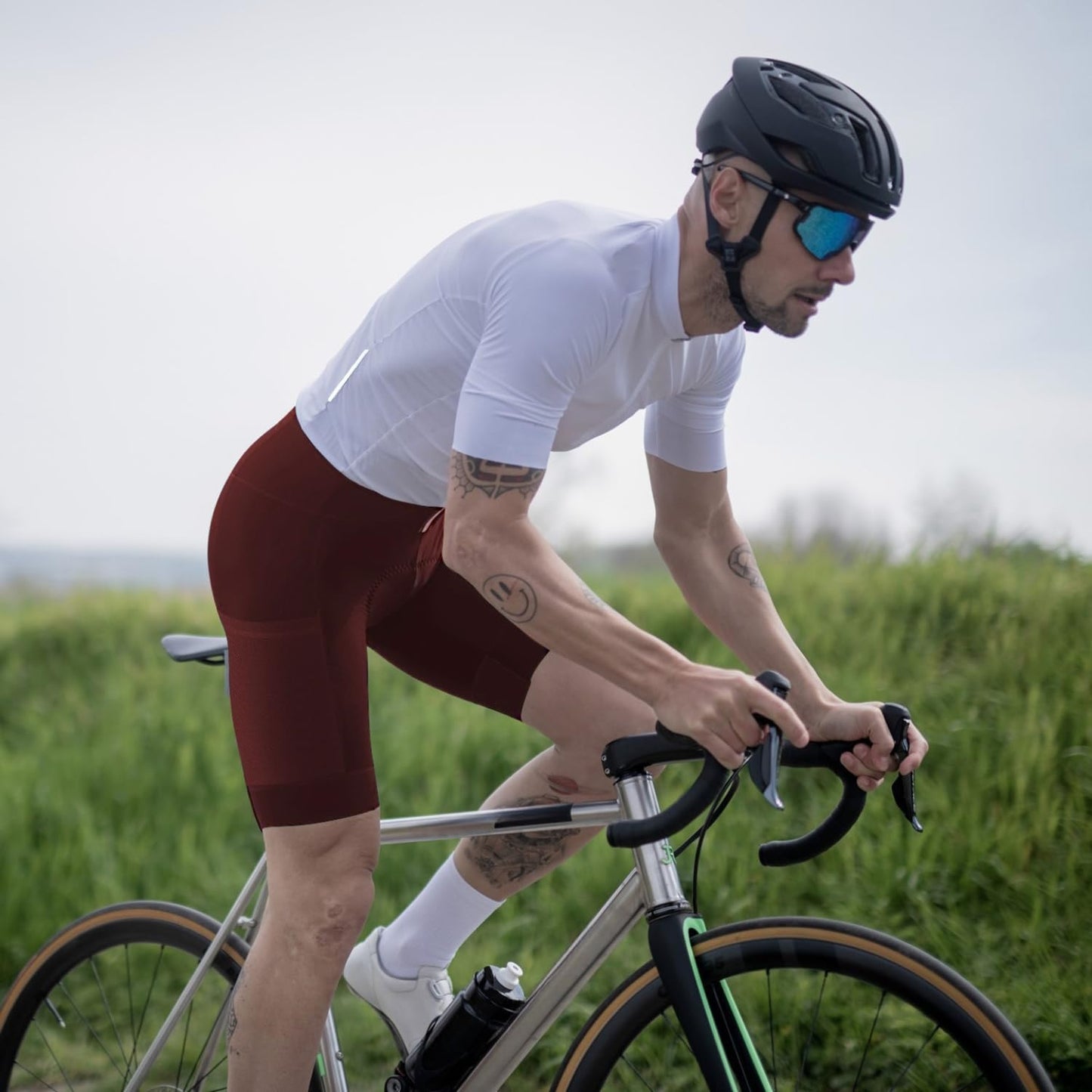 Cycling Bib Shorts Men Cycling Shorts with Shoulder Straps Bike Biking with Pockets 4D Padding Breathable Quick-Dry Red Large