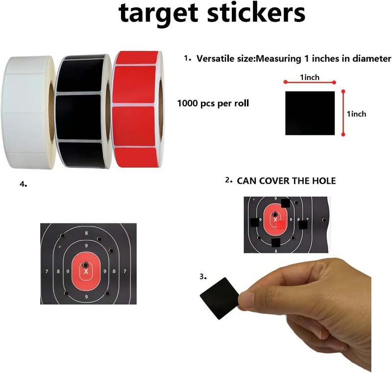 Target Pasters - 1 Inch Adhesive Stickers for Shooting Practice | 2000 Pieces for Range Targets