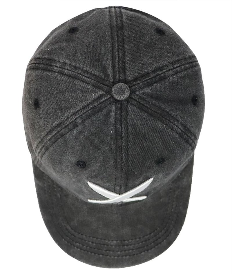 Funny Chef Hats, Cross Knives Kitchen Hat for Men Women, Adjustable Cotton Embroidered Dad Baseball Caps Black