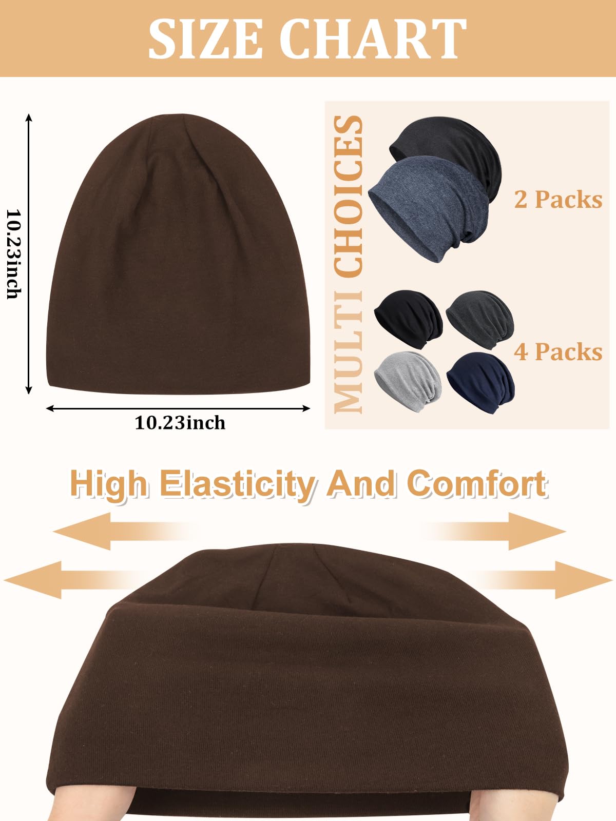 Senker Fashion Slouchy Beanie Hats for Women Men, Chemo Headwear Cotton Beanies Soft Lightweight Chemo Skull Cap Elastic