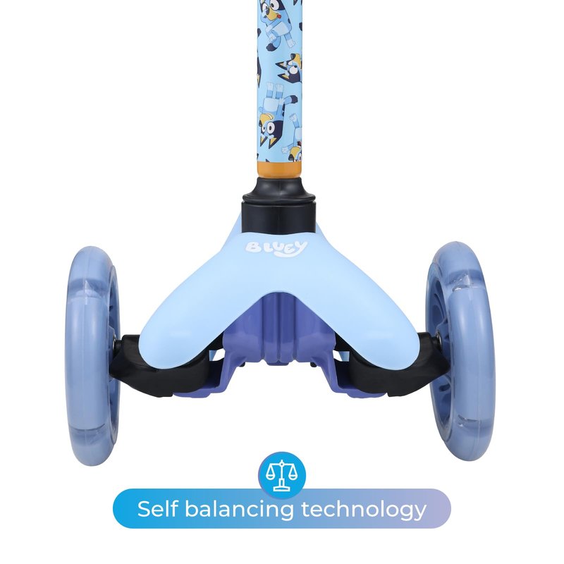 Bluey Self Balancing Kick Scooter with Light Up Wheels, Extra Wide Deck, 3 Wheel Platform, Foot Activated Brake, 75 lbs Limit, Kids & Toddlers Girls or Boys, for Ages 3 and Up