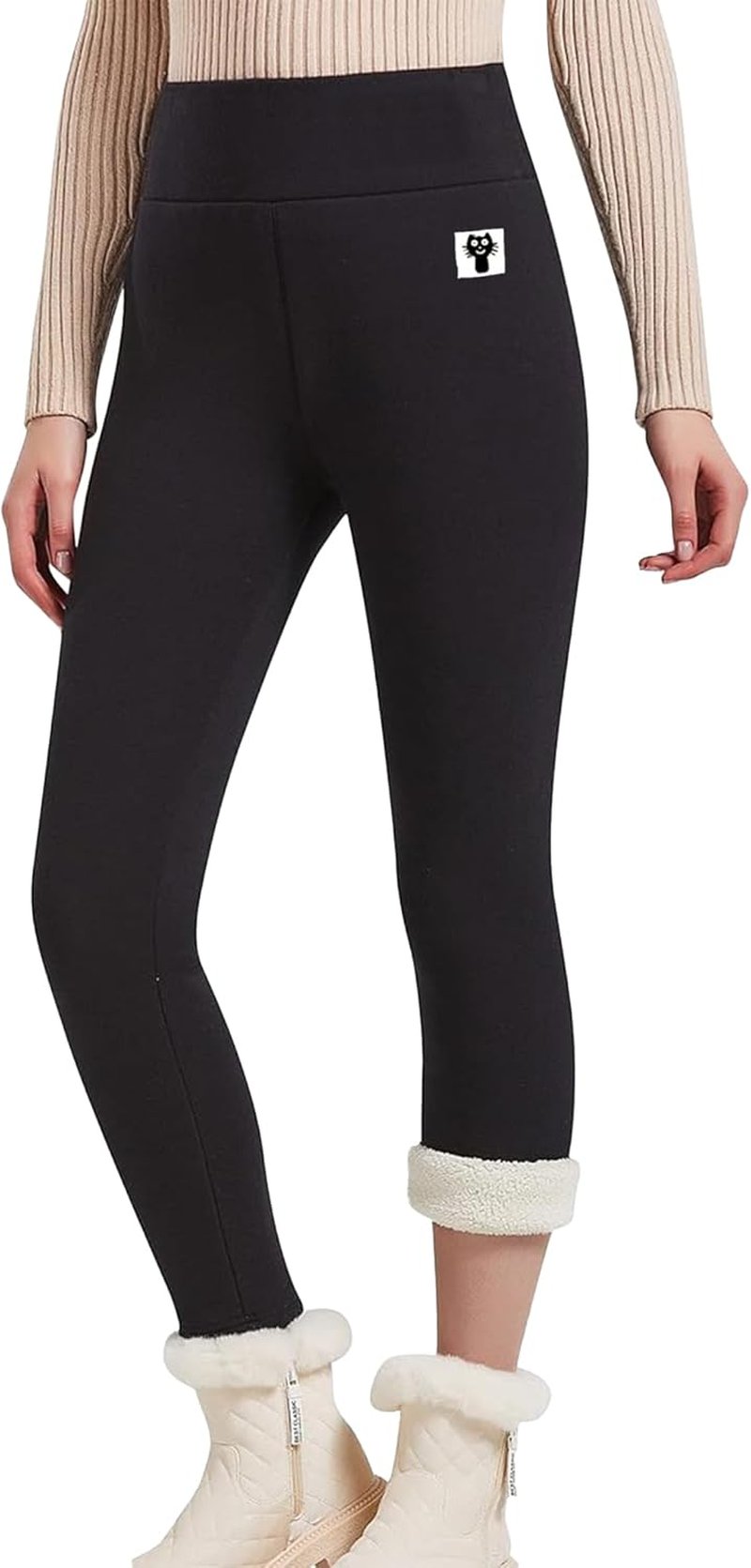 Casual Sherpa Fleece Lined Leggings for Women - Warm High Waisted Thermal Tights | Stretchy Winter Pants