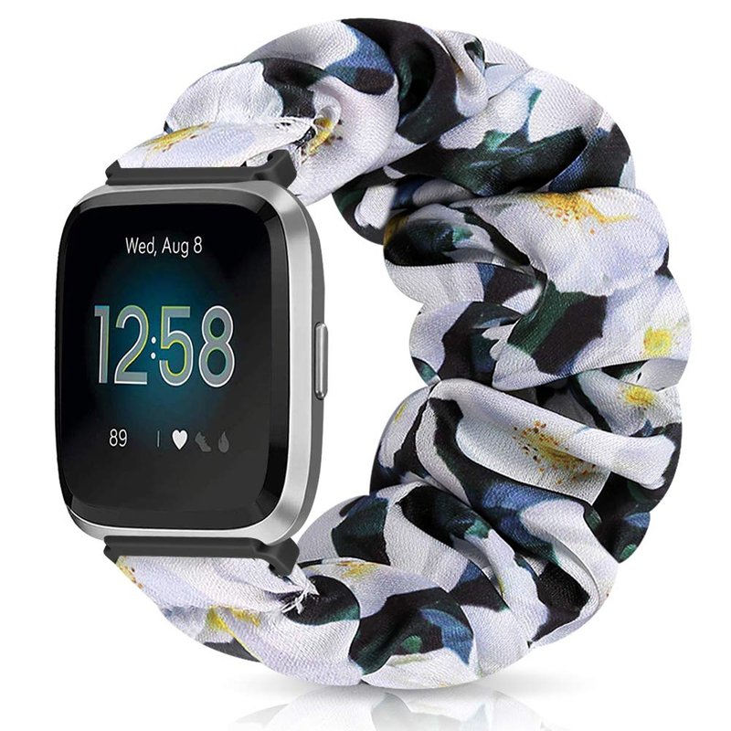 ShuYo 10 PACK Scrunchie Bands Compatible with Fitbit Versa/Versa 2/Versa Lite Special Edition Women Girl Elastic Stretch Fabric Strap Pattern Printed Scrunchy Replacement Bracelet Wristband(23mm L)