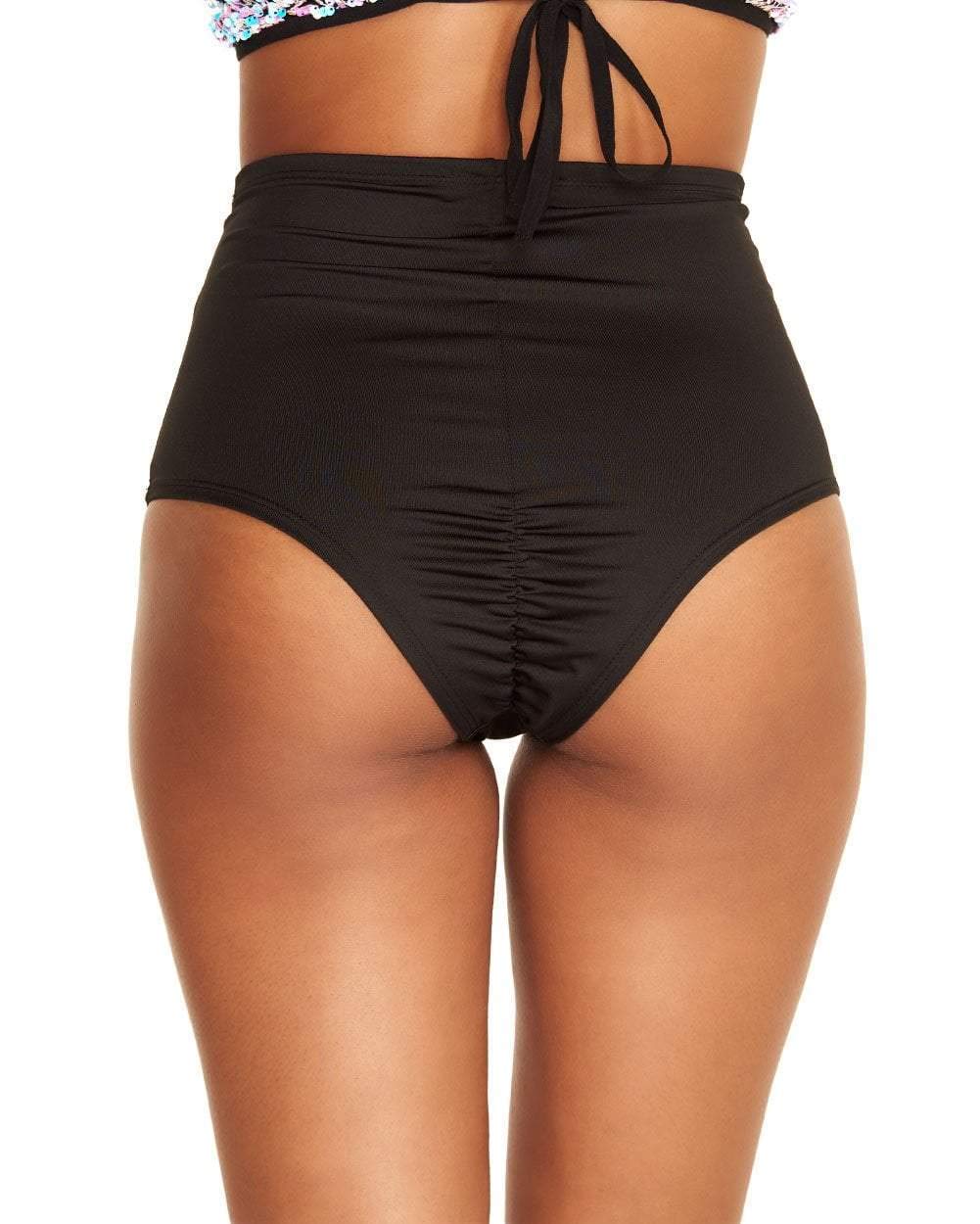 iHeartRaves Electro High Waisted Booty Shorts for Women Rave Bottoms Pole Dance Shorts (Black, Medium/Large)