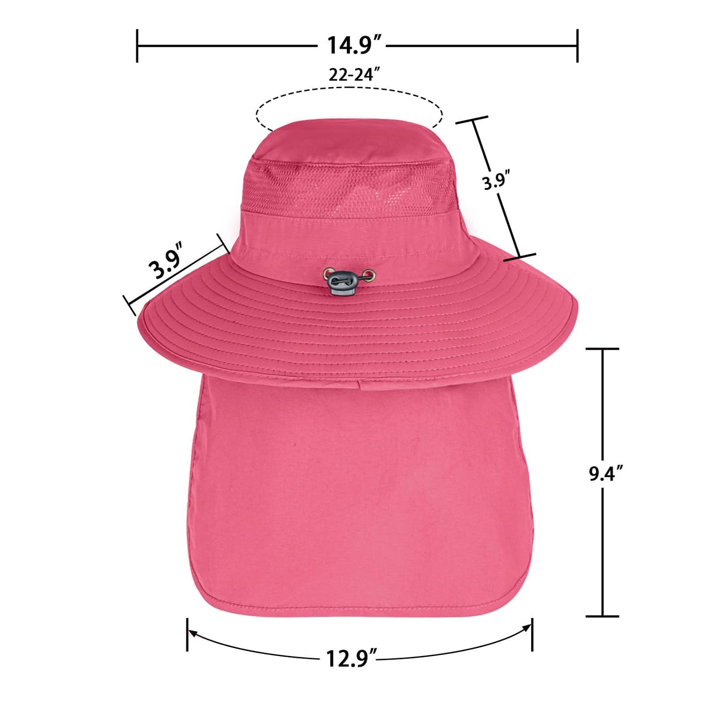 Sun Hats for Men Women Fishing Hat UPF 50+ Breathable Wide Brim Bucket Hats Summer UV Protection Safari Hat with Neck Flap Rose