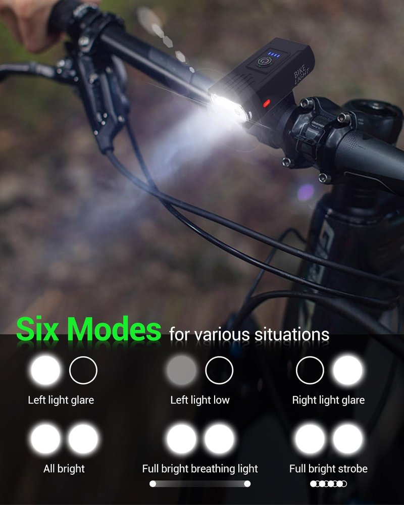 Victoper Bike Light, High Lumens Super Bright Bicycle Lights, 6+4 Modes USB Rechargeable Bike Headlight & Tail Light Set, Waterproof Safety Bike Front & Rear Light for Valentine's Day Gifts