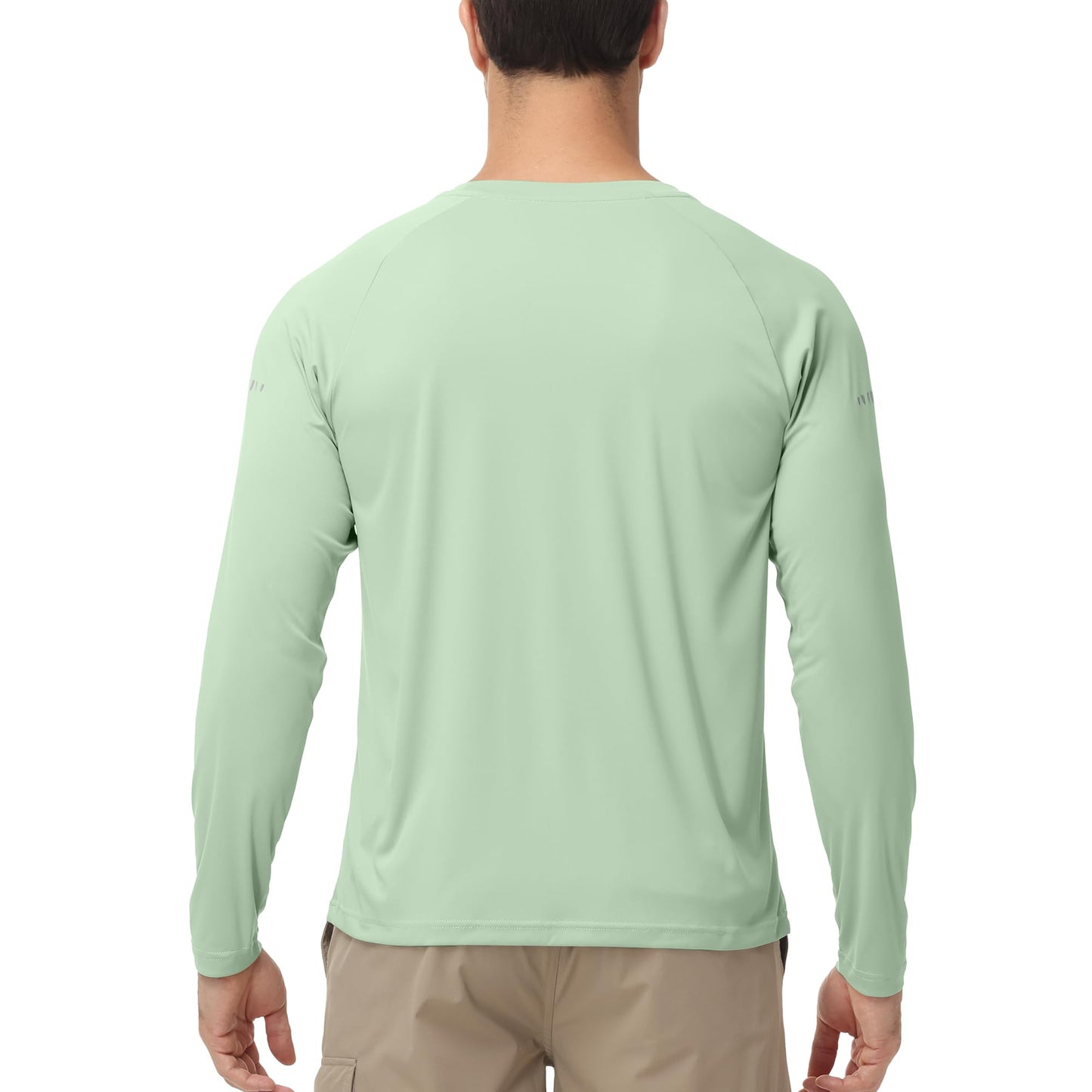 Men's Long Sleeve Rash Guard Swim Shirts UPF 50+ Sun Protection Dry Fit T-Shirt Athletic Tops for Running Hiking Fishing Light Green M