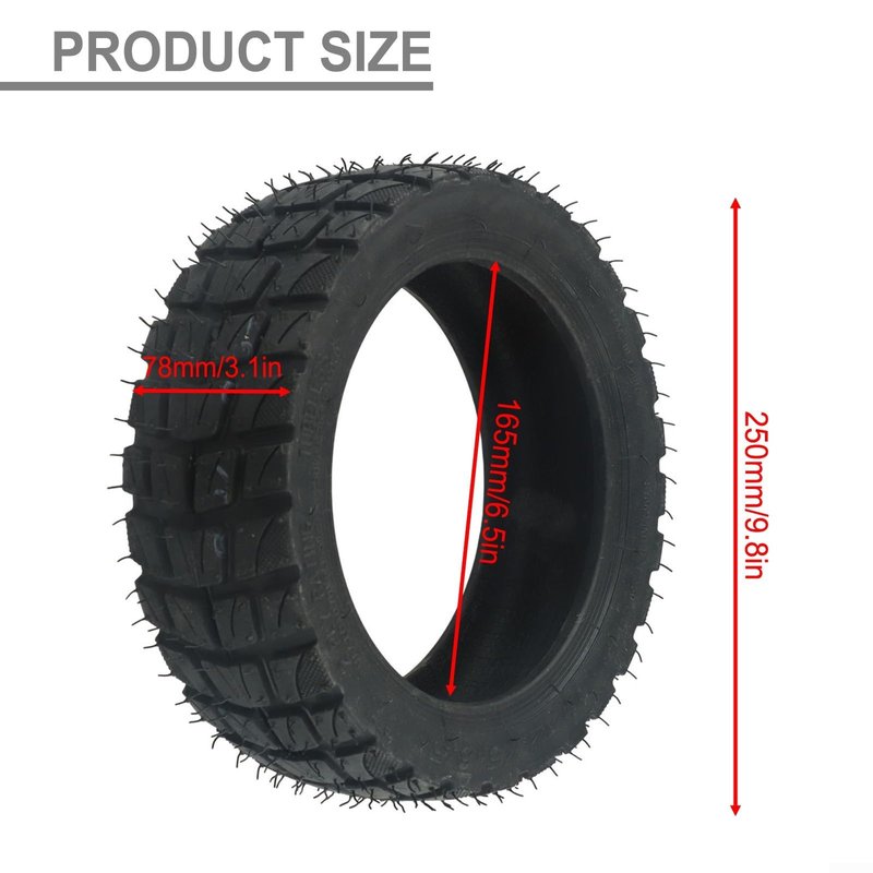 10 Inches Off-Road Vacuum Tire Electric Scooter, Tubeless Wider and Thicker Tires, Non-Slip Spare Wheels for Scooter, 10x2 75/6 5 Size(1pc)