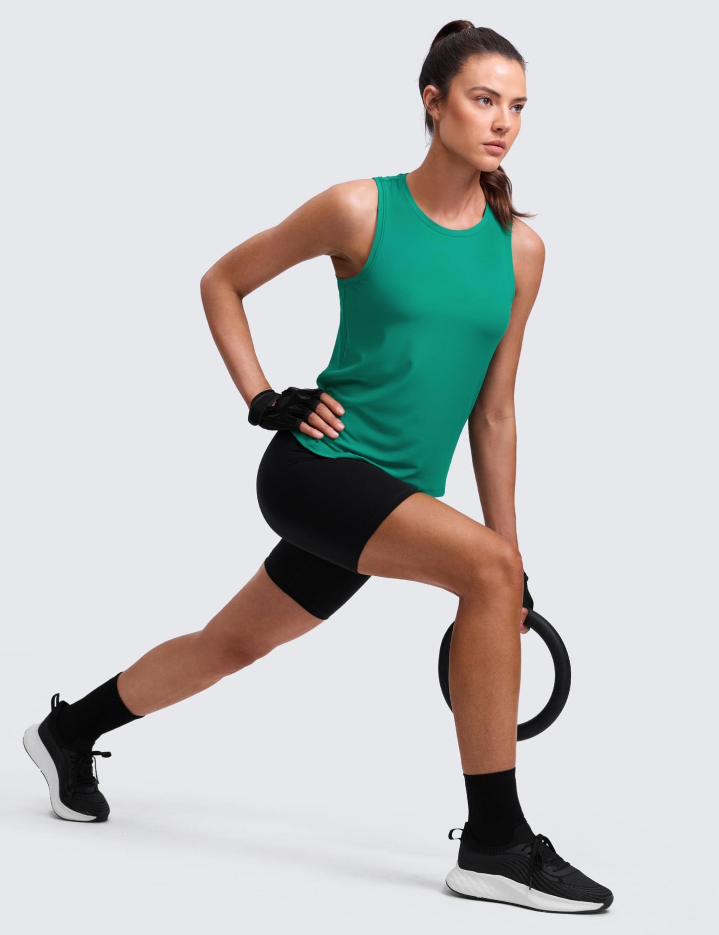 CRZ YOGA Cloudweight Crew Neck Workout Tanks Lightweight Athletic Gym Tops for Women Soft Basic Running Sleeveless Shirts Cascadia Green Medium