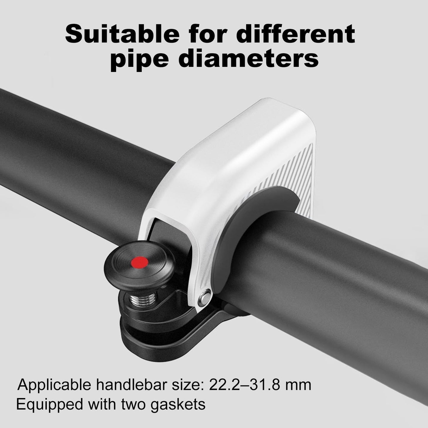 90dB Loud Sound Plastic Casing Aluminum Alloy Bike Horn | e-Bike & Cycling Accessories for Men & Women Fits in 22.2-31.8mm Handlebar | Bicycle Bells for Mountains & Roads for Adults - White