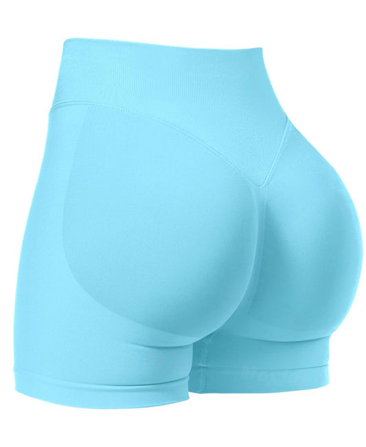 VOYJOY Women Workout Impact Shorts 2.5"/ 3.6"/ 4.5"/ 6" Scrunch Butt Lifting Gym Seamless Booty Biker Shorts Light Blue
