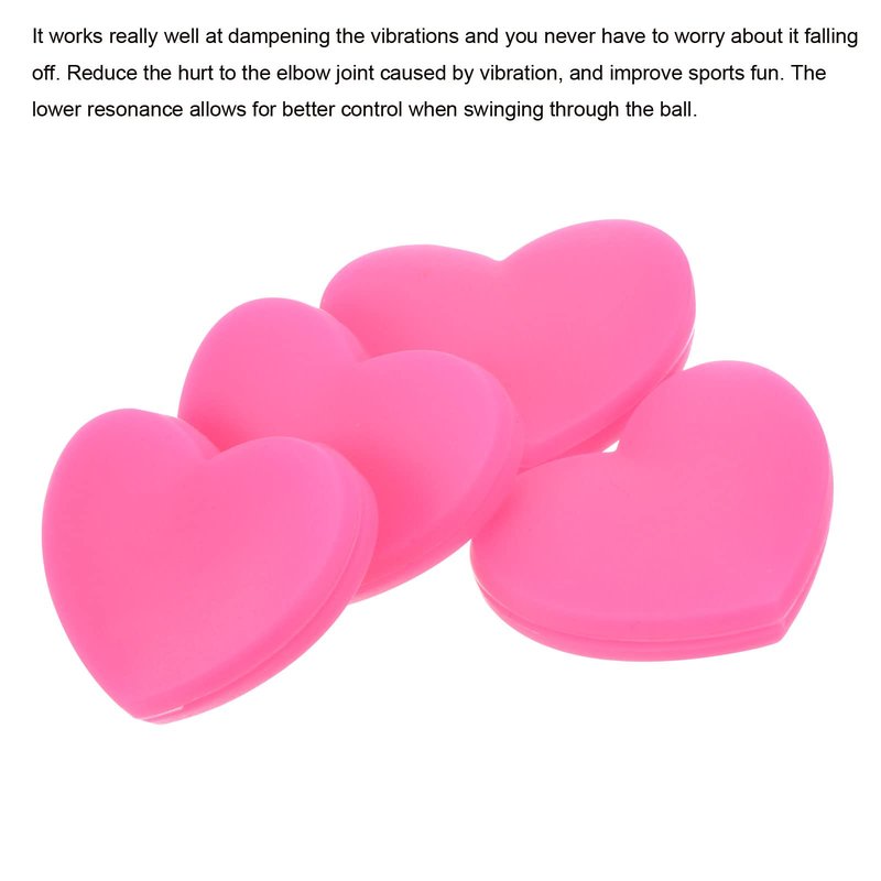 PATIKIL Tennis Vibration Dampener, 4 Pack Heart-Shaped Silicone Shock Absorber Racket String Damping for Tennis Racquet, Pink