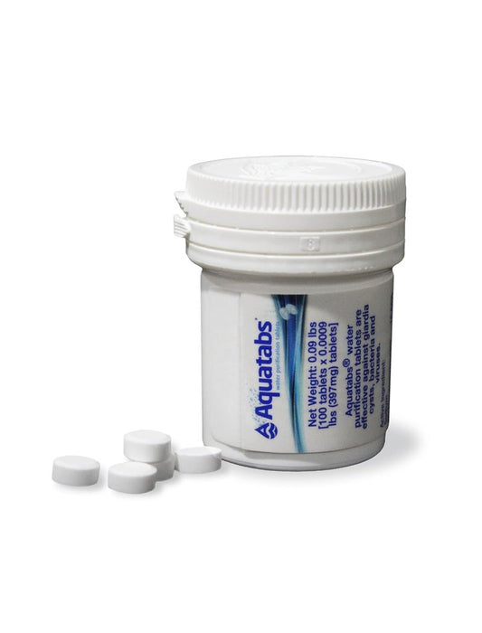 Aquatabs Water Purification Tablets - Easy Water Filtration for Camping, Boating & Emergencies | 100 Pack, 397mg