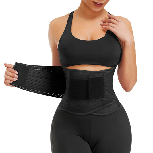 VITOMOR Waist Trainer Belt for Women Waist Cincher Trimmer Toning Belt Weight Loss Workout Fitness Back Support Belts (A-Black, Large)