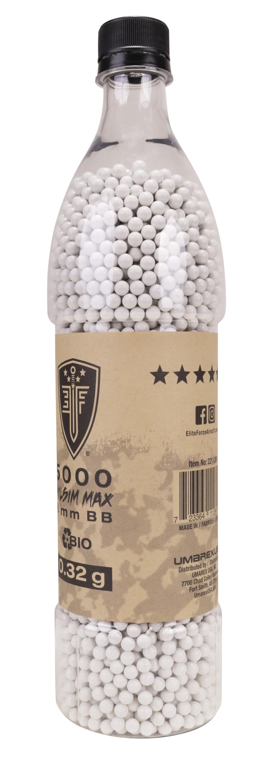 Umarex Elite Force Premium Biodegradable 6mm Airsoft BBS Ammo, .32 Gram (Milsim Max), 5000 Count