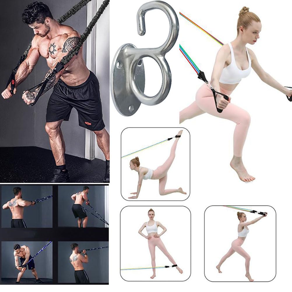 Qinwuwu2Pcs Heavy Duty Fitness Workout Resistance Band Wall Anchor Fitness Wall Mounting Anchor Training Physical Exercises in Home Gyms Ceiling Mounted Hook Exercise Station for Body Weight Straps