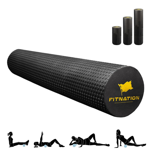 FitNation High-Density Foam Roller – Deep Tissue Muscle Massage for Recovery – 24" Textured Roller for Pilates, Yoga & Therapy – Lightweight, Durable for Stretching, Pain Relief – Large (60 cm)