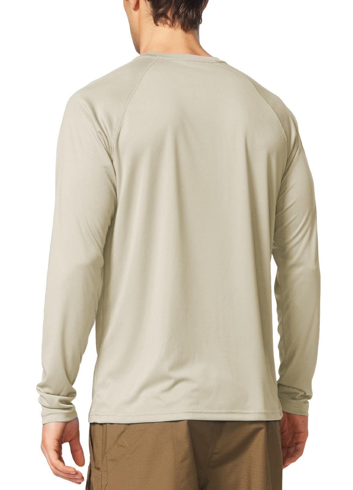 baleaf Mens UPF 50+ Sun Protection Shirts Long Sleeve Rash Guard, Quick Dry 4-Way Stretch for Fishing Swimming Surfing 01-Oatmeal 3XL
