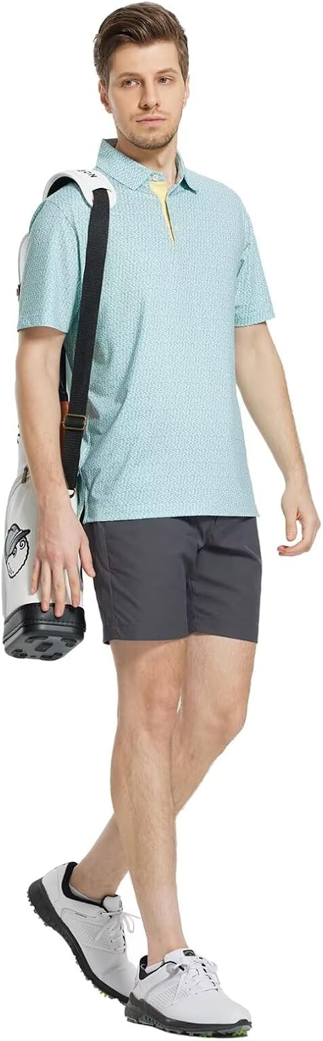 M MAELREG Men's Golf Shirt - Short Sleeve Dry Fit Polo with Moisture-Wicking Performance Patterns | Stylish & Comfortable