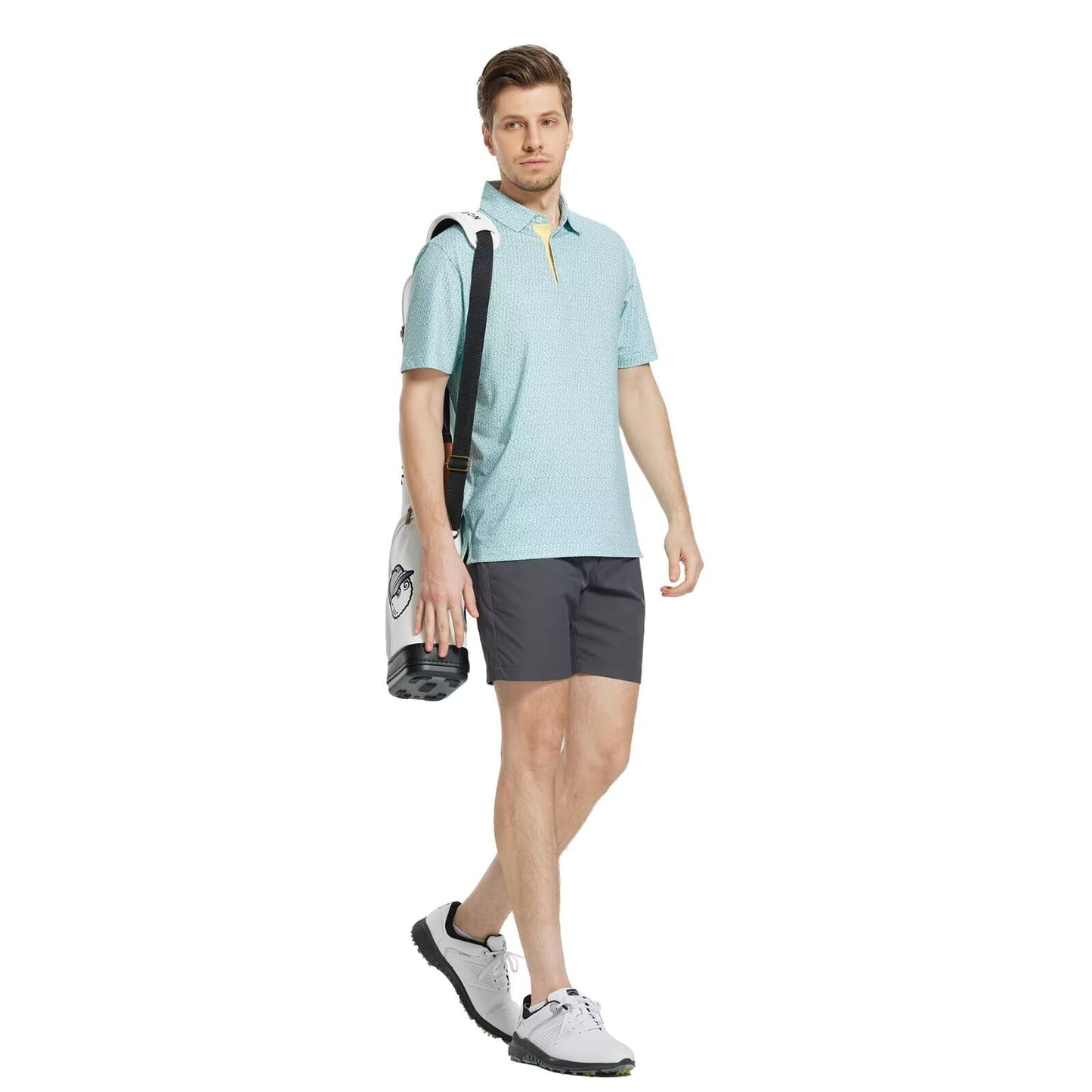 M MAELREG Golf Shirts for Men Dry Fit Print Patterns Performance Moisture Wicking Mens Polo Shirts Short Sleeve