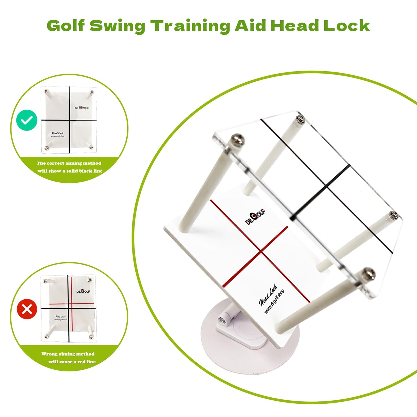 Golf Swing Trainer for Head Movement - Patented Head Lock Training Aid, PGA Recommended for Consistency & Accuracy