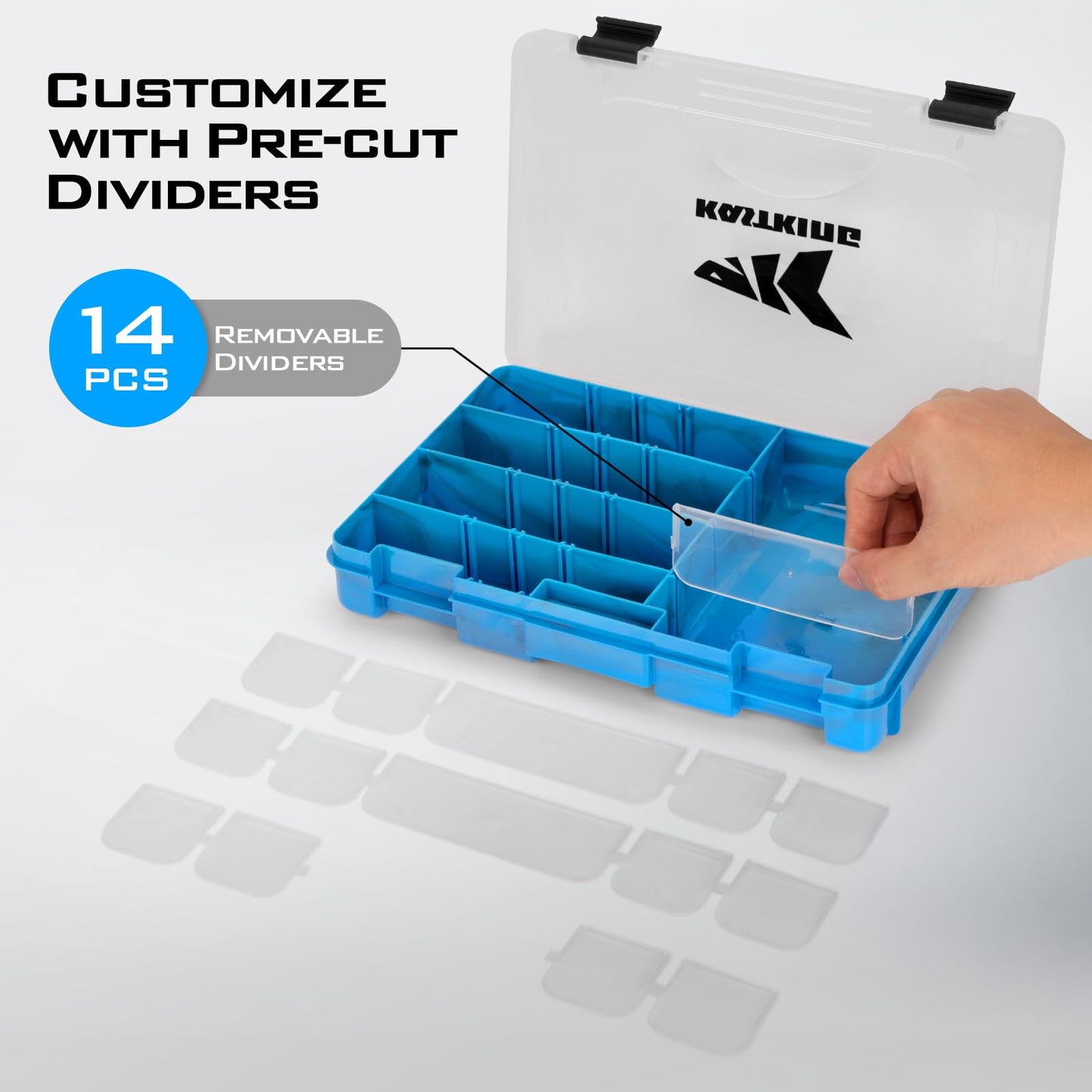 KastKing Bait Vault Camouflage Tackle Box, Plastic Fishing Tackle Box Storage Organizer with Removable Dividers, 4 Packs Tackle Trays Terminal Tackle Storage, Right Angle Lure Boxes