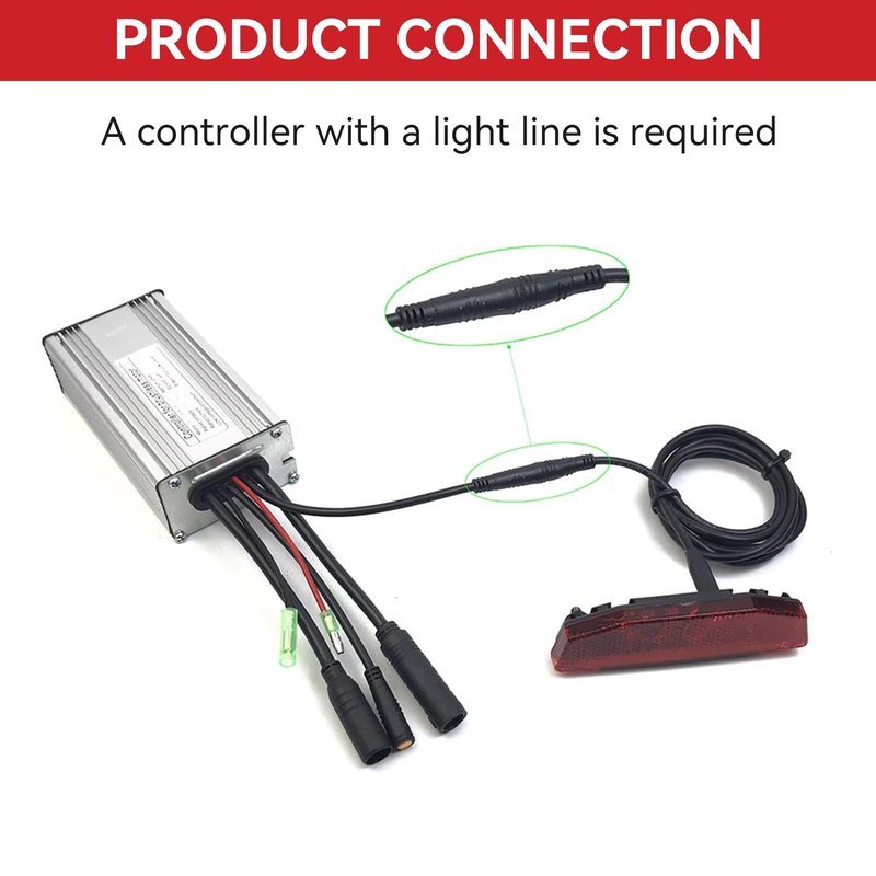 EBike Tail Light, 6V-60V LED Warning Light High Brightness Bike Rear Light Night Riding Equipment Waterproof Connector Electric Bike Accessories for Night Riding Cycling