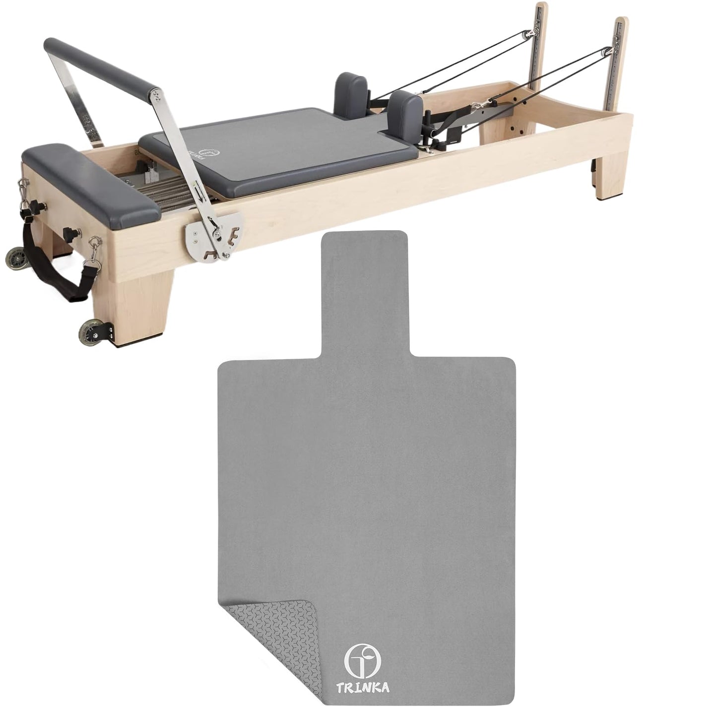 Non-Slip Pilates Reformer Mat, 2mm Thick Pilates Reformer Machine Cover Mat, 39" x 24" Foldable Washable Absorb Sweat Accessory for Home, Studio, Gym Fitness (Gray)