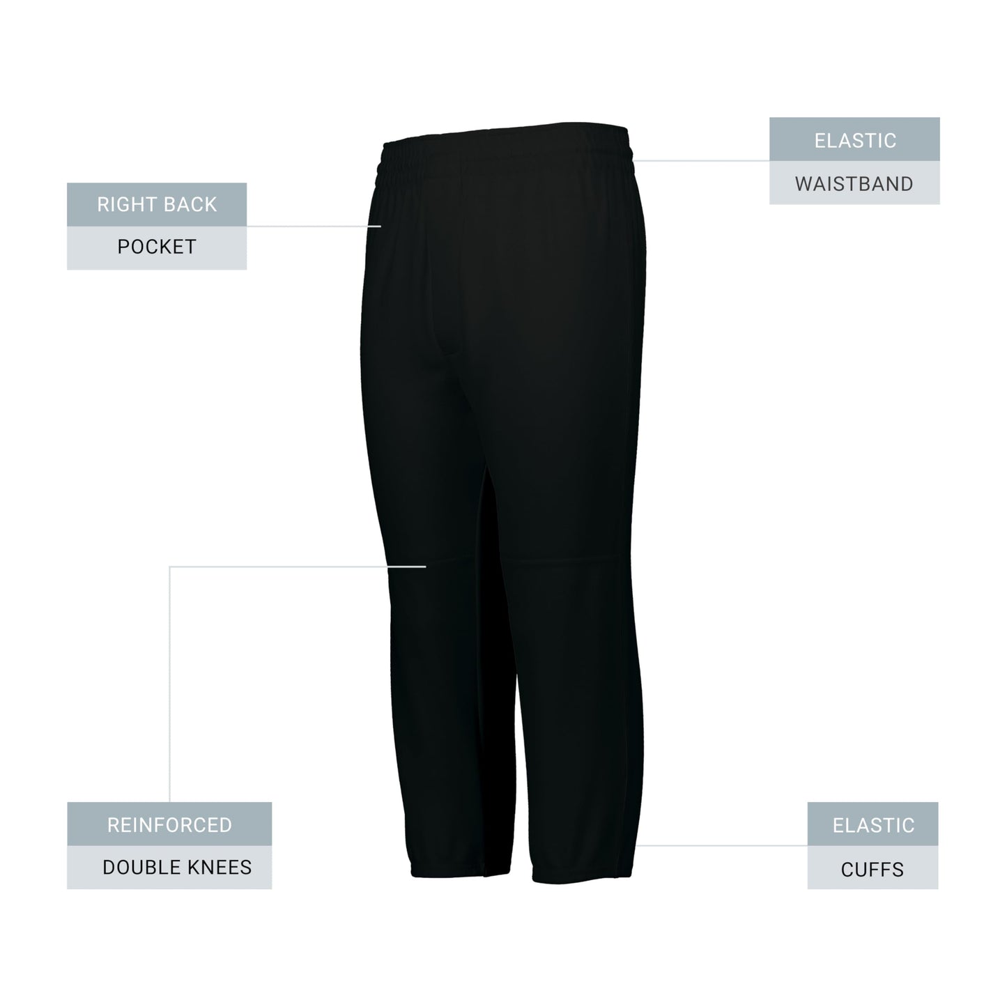 Augusta Sportswear Youth Gamer Pull-Up Baseball Pant Black XXS