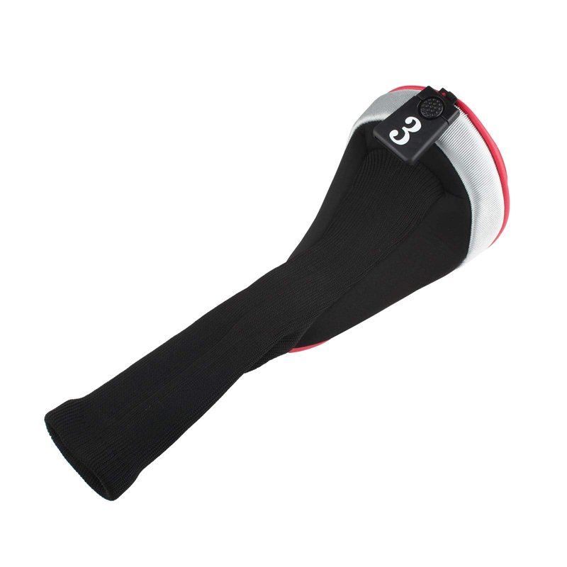 Andux 6pcs/Set Golf Club Head Covers Woods Drivers Fairway Hybrid Set Long Neck (3 Hybrid + 3 Woods) (Black/Red)