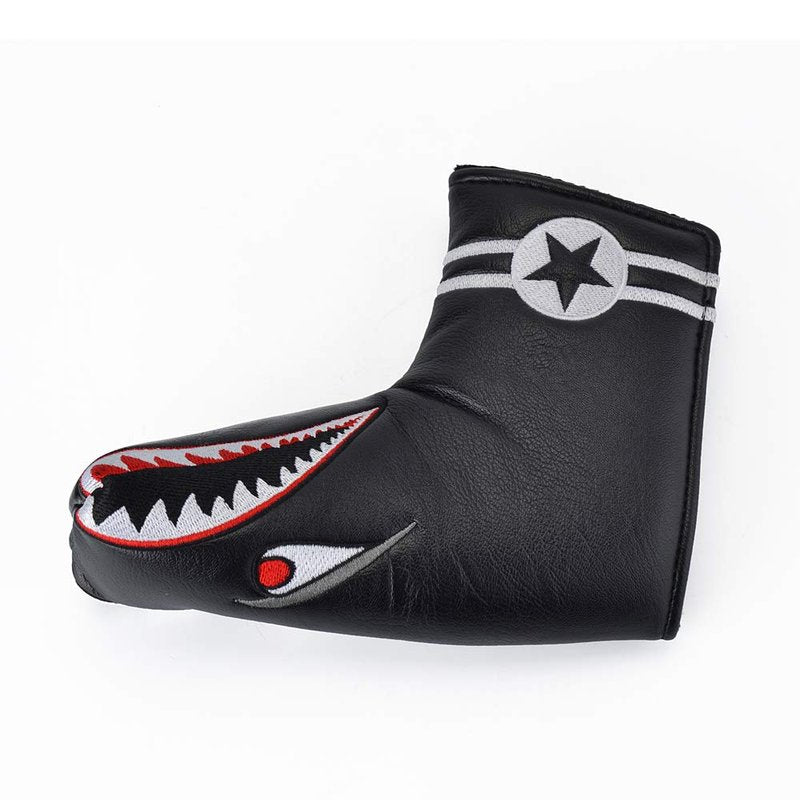 PLUSKER Golf Putter Head Cover with Magnetic Closure, Shark Cartoon Pattern Synthetic Leather Waterproof Protector for On-Course & Travel