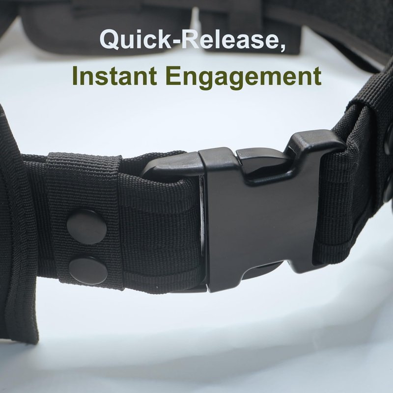 Tactical Utility Belt - 10-in-1 Duty Belt with 9 Modular Pockets | Heavy-Duty 600D Nylon, Adjustable 29.5-47.2 Inches for Security & Outdoor Use