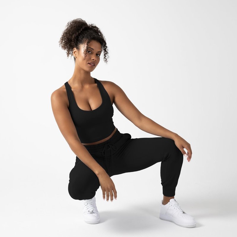 YITTY Active Women's Ultraluxe High-Waist Jogger Pant, Athleisure, Draw-String, Breathable, Pockets, Iconic Black, XL, Regular