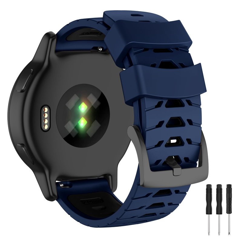 OVERSTEP Watch Band for Garmin Forerunner 245/Forerunner 645/Forerunner 55/Vivoactive 3/Vivoactive 5/Venu SQ/Venu 2 Plus, 20mm Quick Release Silicone Replacement Band (Sapphire Black)