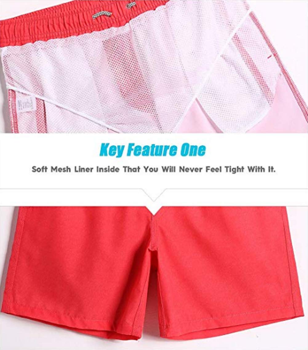 vxsvxm Beach Shorts Men's Quick Dry Swim Trunks Bathing Suit Neon Pink