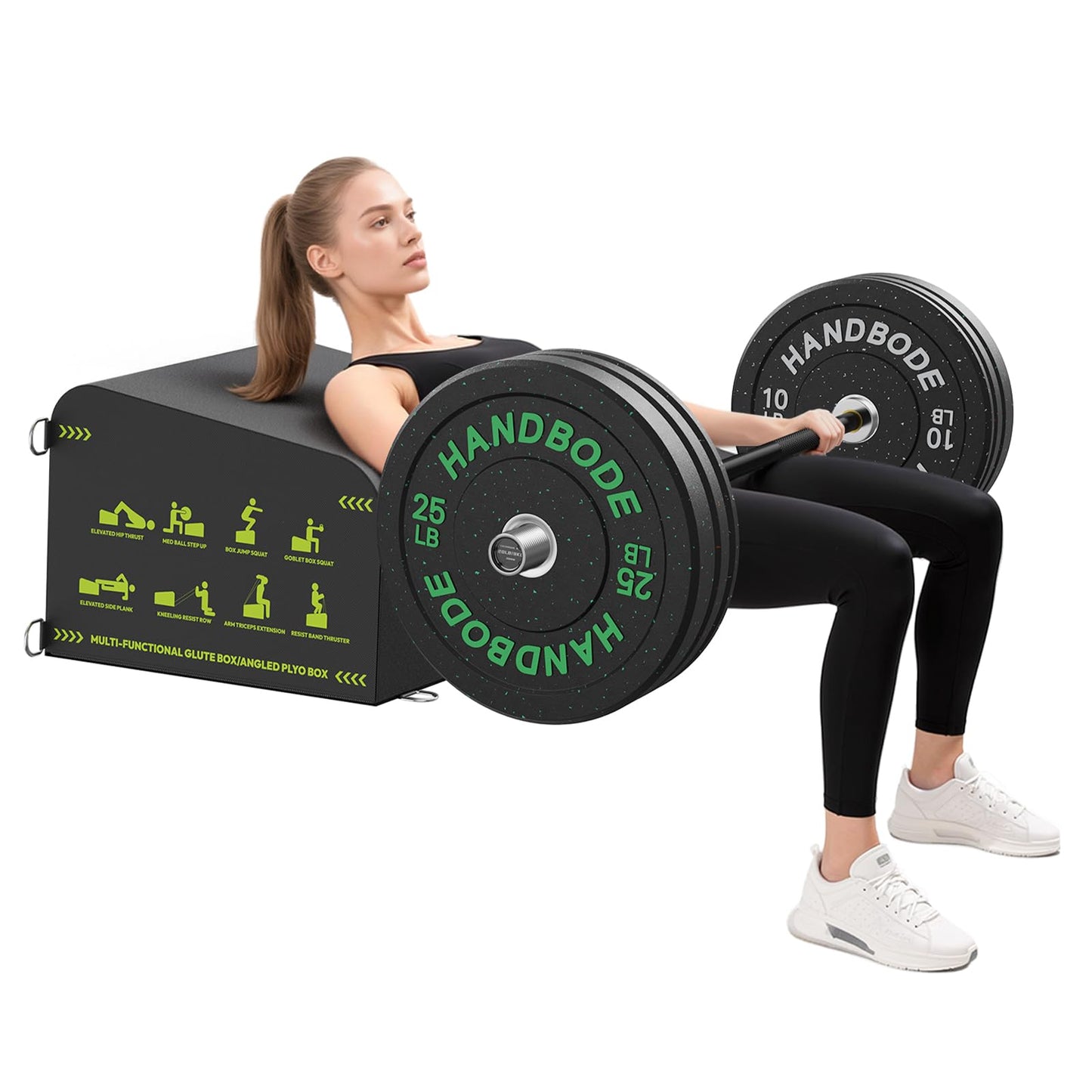 HANDBODE Hip Thrust Bench Included 6ft Barbell & 160lb Weight Plates