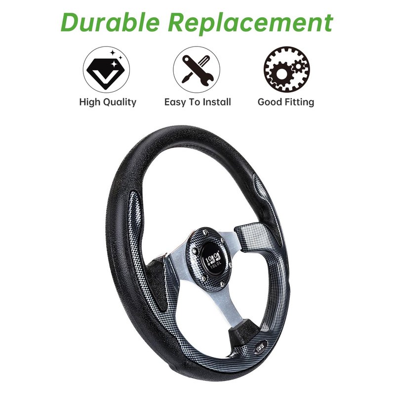 10L0L Golf Cart Steering Wheel, Generic of Most Golf cart EZGO Club Car Yamaha (style1 Gray)