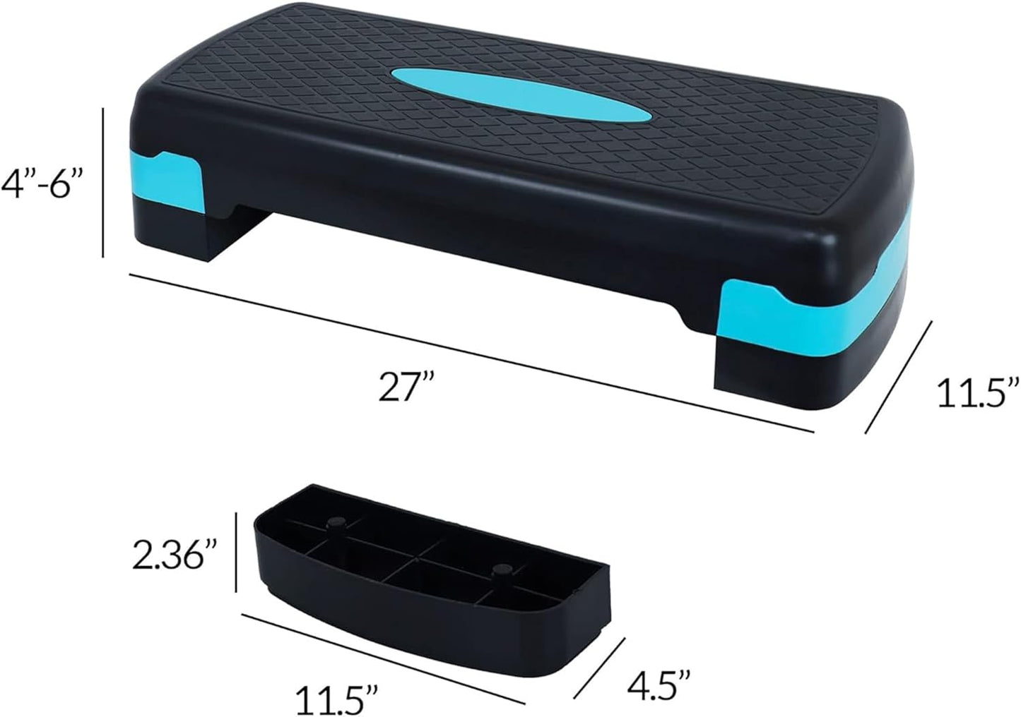 Aerobic Step Platform Trainer - Adjustable 2-Level Risers | 400 lb Weight Capacity, Non-Slip Design