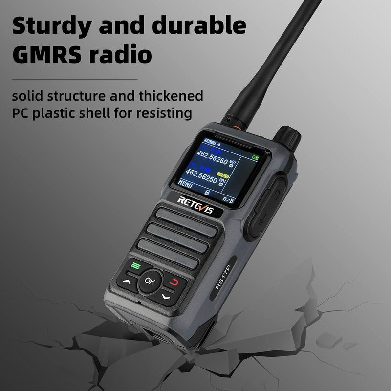 Retevis RB17P GMRS Radio Walkie Talkie, GMRS 2 Way Radio Long Range Walkie Talkies Rechargeable with 2200mAh Battery, SOS Siren, NOAA Scanning & Receiving for Hikers, Campers and Hunters