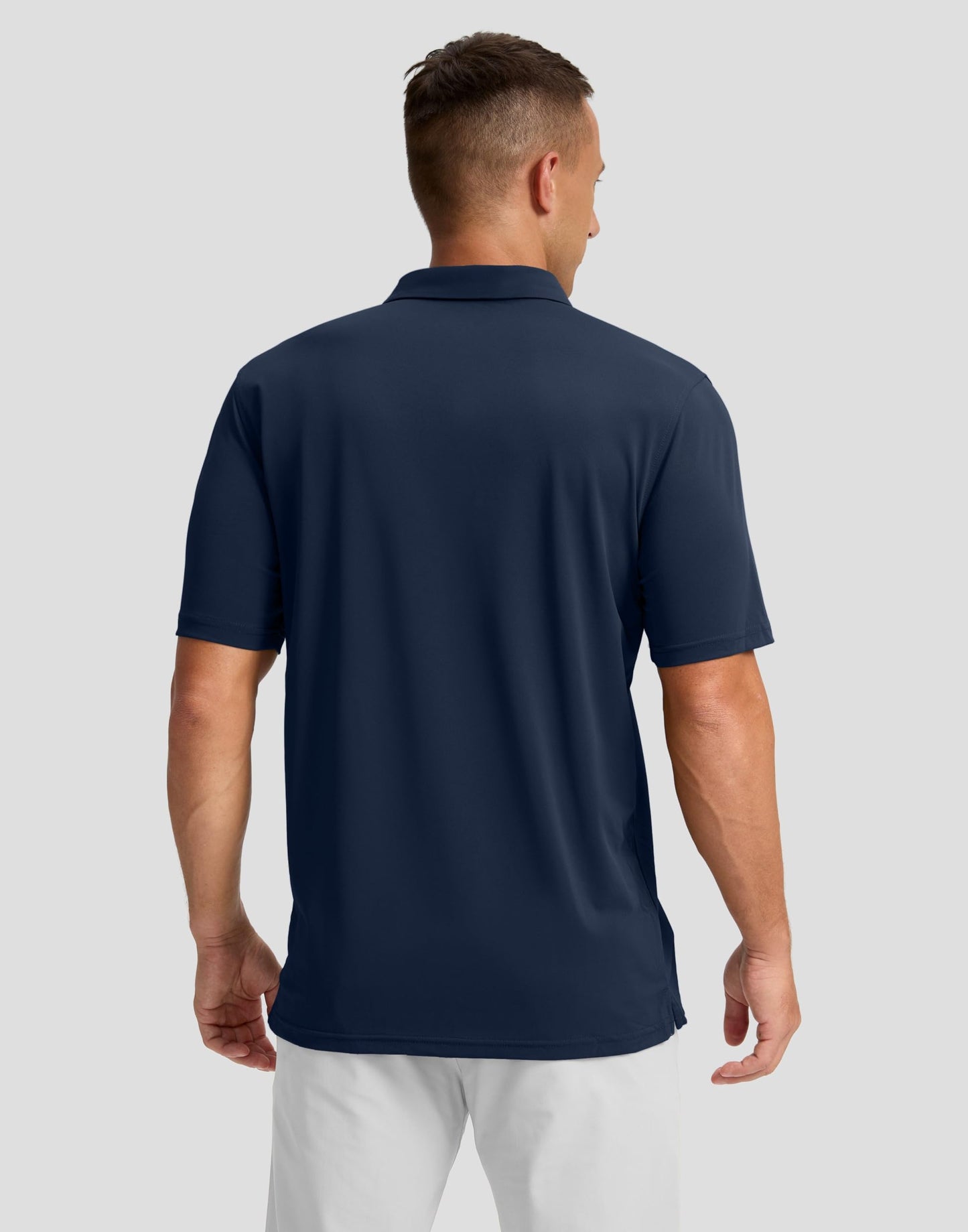 Men's Golf Shirts Dry Fit Moisture Wicking Performance Short Sleeve Collared Polo Shirts for Casual Tennis Bussiness (Navy Coloured Lines, XL)
