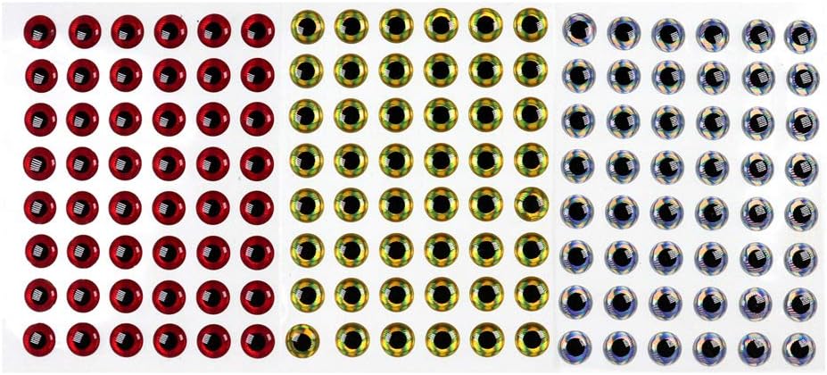 3D Bionic Fish Eyes - 300PCS Fly Tying Lure Eyes in Multiple Sizes (2mm-10mm)