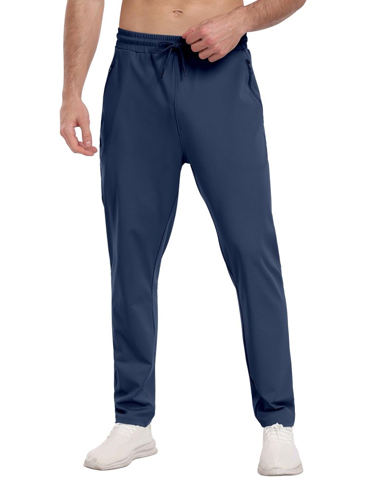3 Pack Mens Athletic Sweatpants with Zipper Pockets,Workout Gym Joggers Pants for Men Running Jogging Pants-Dark GrayLight GrayNavy-L