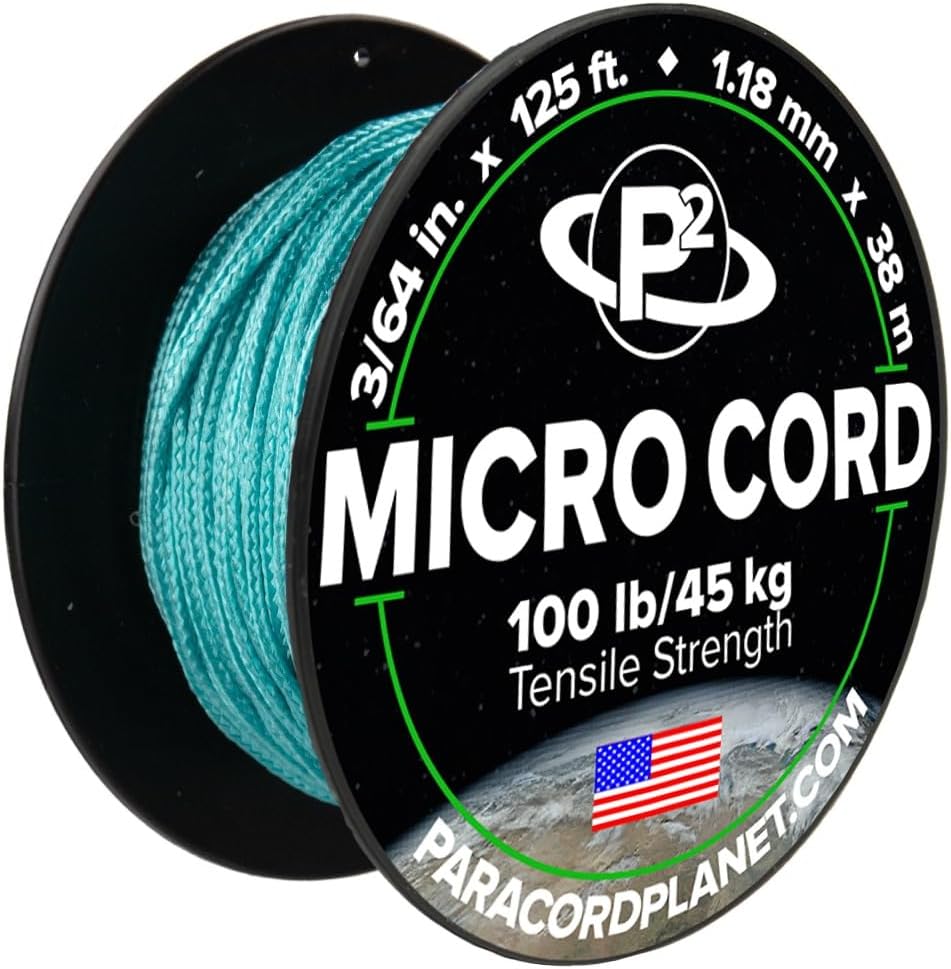 Micro Paracord - Thin Braided Crafting Cord for Fishing & DIY Projects | 125 ft - Turquoise